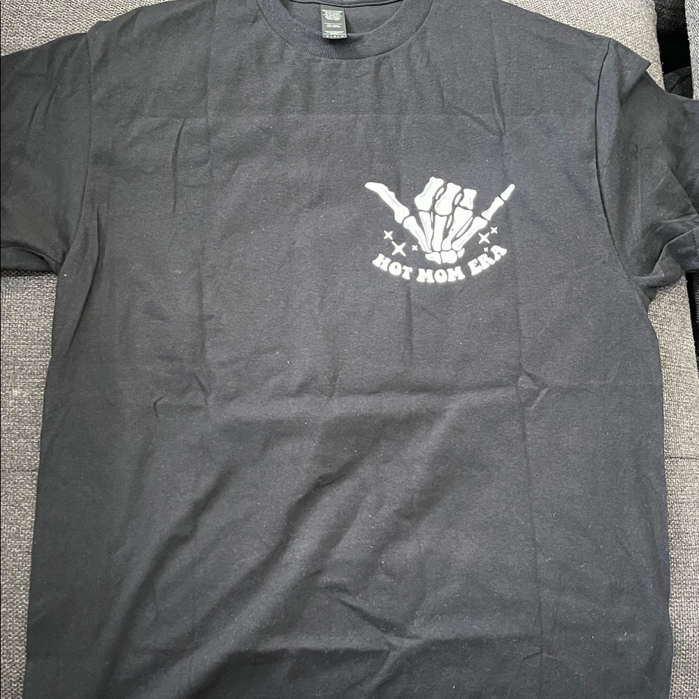 Black Graphic Tee with Skeleton Design